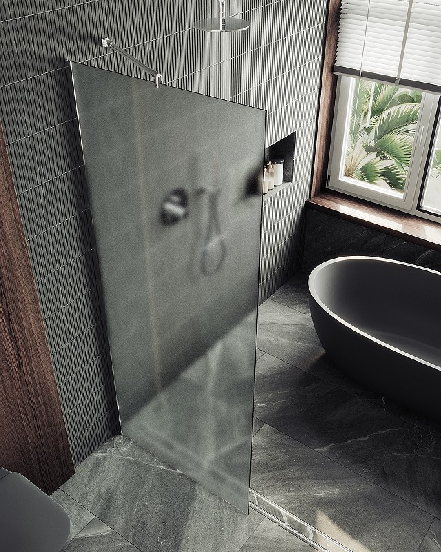 Душевая перегородка Maybah Glass MGD-700-5ш 790x1950 в широком профиле Хром матовый стекло сатиновое