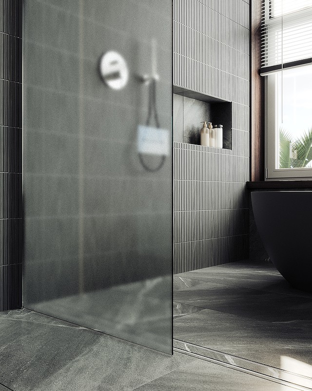 Душевая перегородка Maybah Glass MGD-700-5ш 790x1950 в широком профиле Хром матовый стекло сатиновое