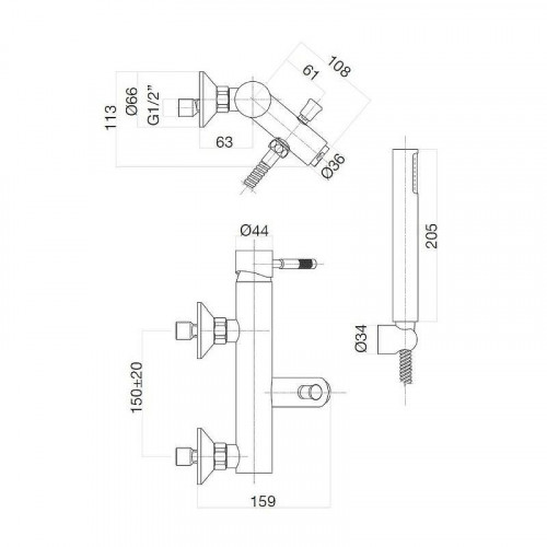 Смеситель для ванны Webert Rimini RI850101560 цвет Черный матовый