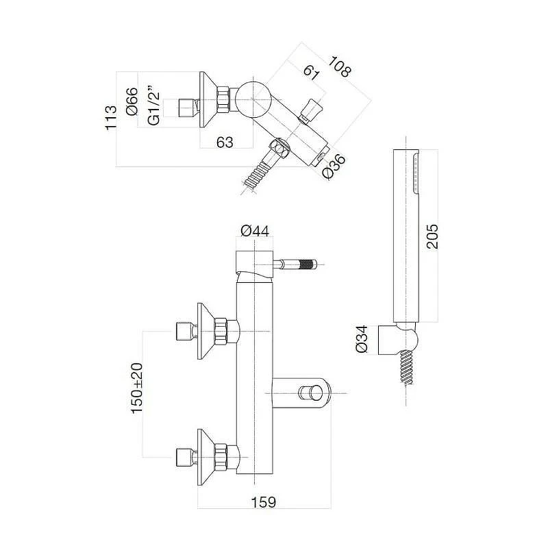 Смеситель для ванны Webert Rimini RI850101560 цвет Черный матовый