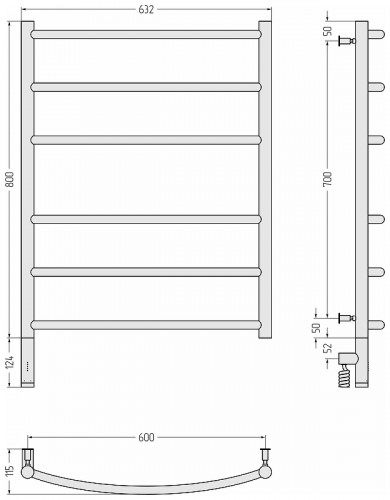 Электрический полотенцесушитель Сунержа Галант 3.0 80x60 00-5800-8060 Без покрытия