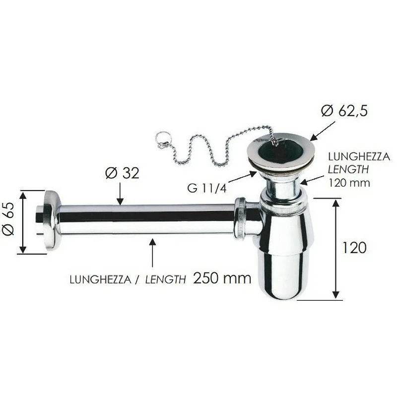 Сифон для раковины Remer 973Z114 Хром
