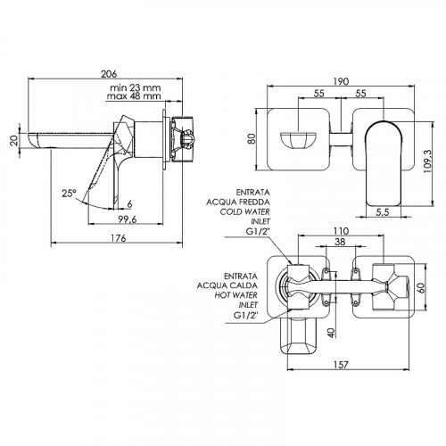 Смеситель для раковины Remer Infinity I15PXV Сталь латунь встраиваемый