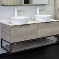 Тумба с раковинами Comforty Порто 120-2 00-00008910 подвесная Дуб дымчатый МДФ / ЛДСП
