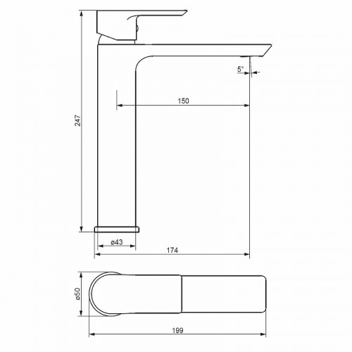 Смеситель для раковины Damixa Apollo 470250000 Хром латунь