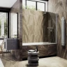 Шторка для ванны Maybah Glass MGV-783-5 700х1400 поворотная на монопетле с полотенцедержателем Хром матовый стекло бронзовое