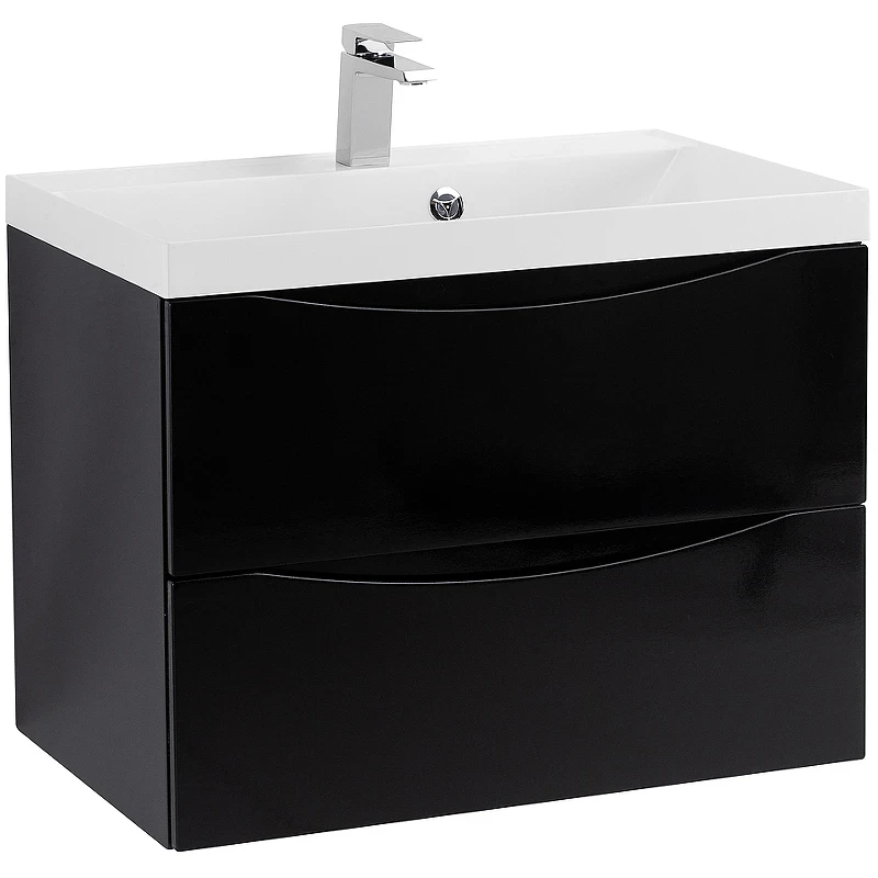 Тумба под раковину BelBagno Marino 70 MARINO-700-2C-SO-NL-P подвесная Nero Lucido МДФ / ЛДСП