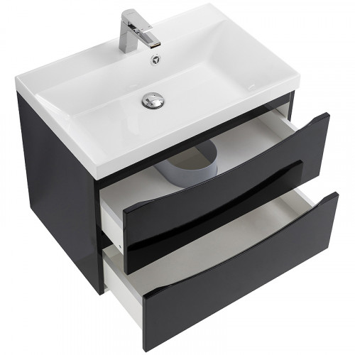 Тумба под раковину BelBagno Marino 70 MARINO-700-2C-SO-NL-P подвесная Nero Lucido МДФ / ЛДСП