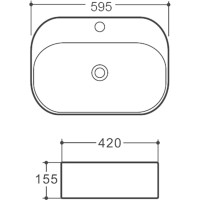 Раковина Vincea 59 VBS-306 Белая фарфор накладная
