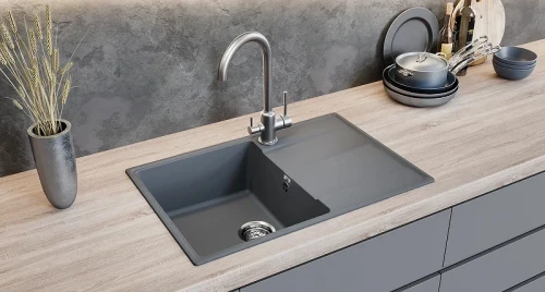 Кухонная мойка Ulgran Quartz Prima 750-06 Трюфель искусственный камень (литьевой мрамор) встраиваемый