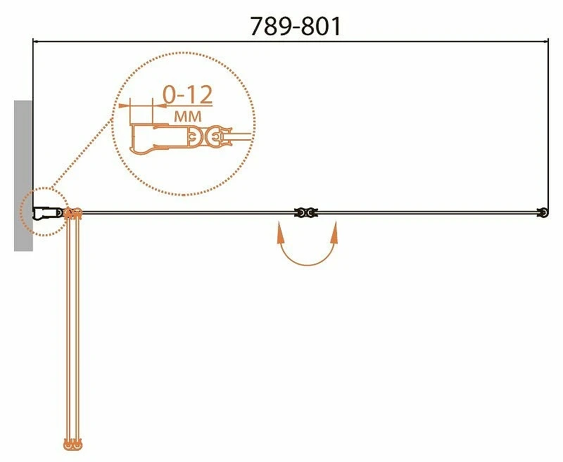 Шторка на ванну Cezares Relax 80 R RELAX-V-2-80/140-P-Bi-R профиль Серый стекло рифленое