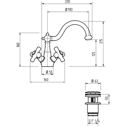 Смеситель для раковины Migliore Provance 19482 Золото латунь