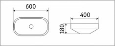 Раковина CeramaLux 60 5006CMB Черная матовая фаянс накладная
