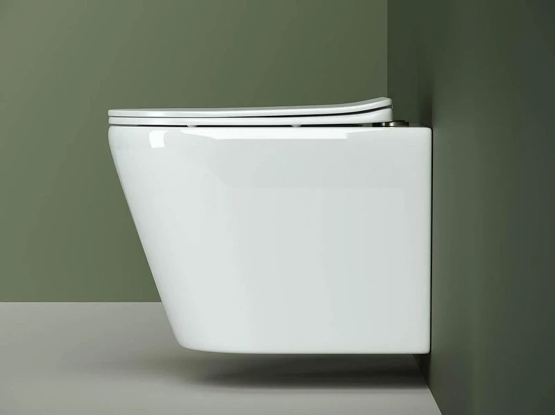 Комплект унитаза DIWO Ceramicanova Highlight Rimless CN1804 с сиденьем с инсталляцией DIWO 4501 с клавишей смыва цвет Глянцевый белый