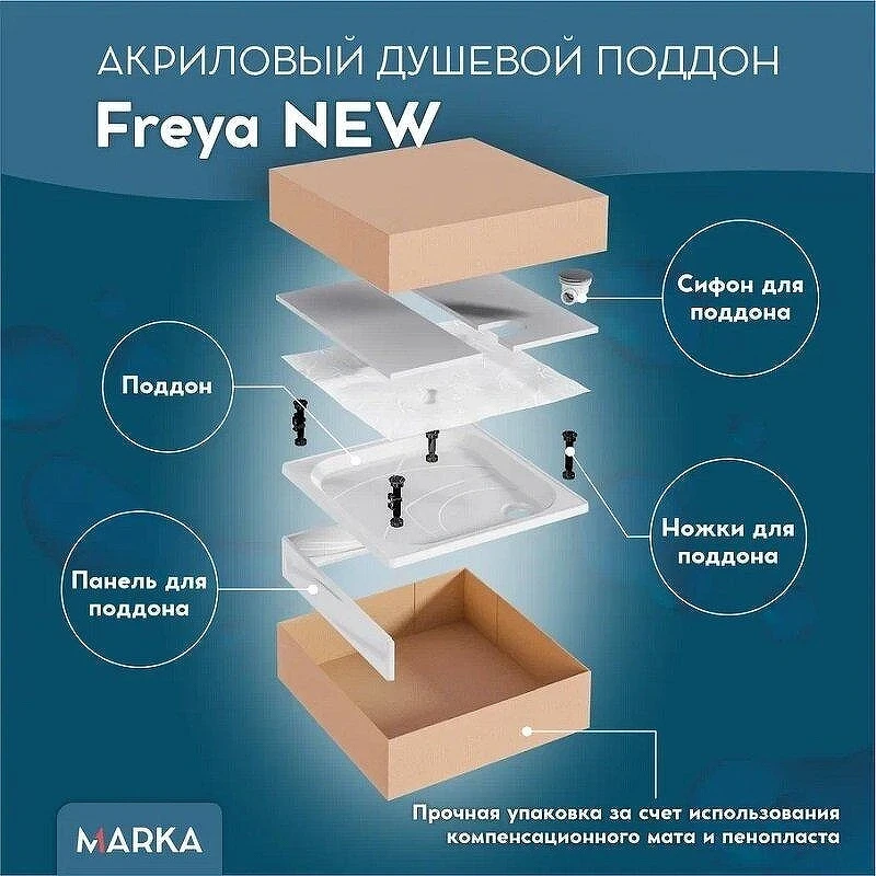 Акриловый поддон для душа 1MarKa Freya New 90x90 01пфн90пК цвет Белый