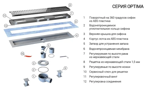Душевой лоток Vincea Optima 80 SAY.601.80.P.DUZ с решеткой Хром