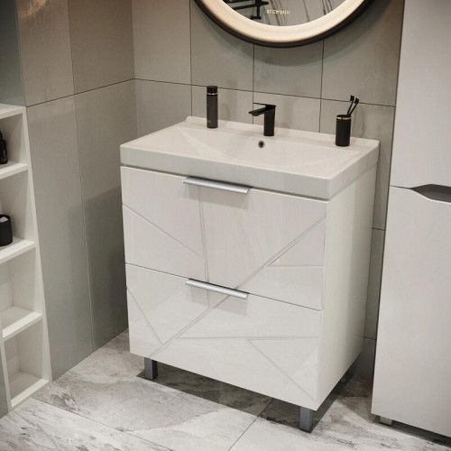 Тумба под раковину Mixline Гранд 70 554894 цвет Белый Бетон