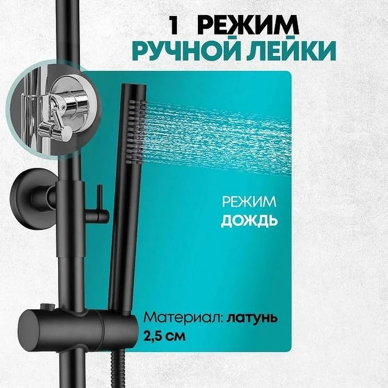 Душевая система Grocenberg GB7099BL Черная матовая