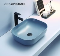 Раковина-чаша CeramaLux 50 78104MHL-4 Голубая фаянс накладная