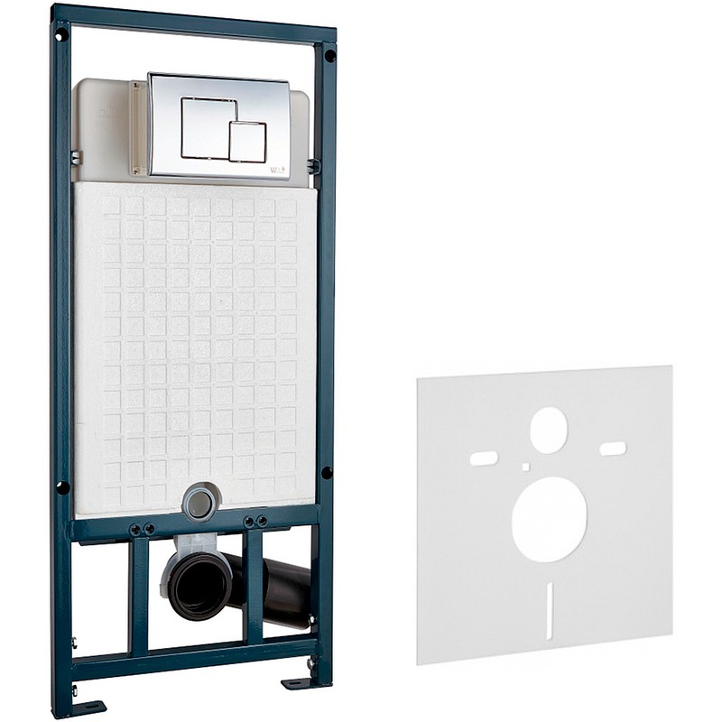 Комплект унитаза AQUAme AQM2002 с сиденьем Микролифт и инсталляцией WeltWasser WW Marberg 507 10000005949+10000005953 с клавишей смыва Хром глянцевый фаянс подвесной