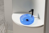 Раковина-чаша Abber Glas 40 AK2301DB Синяя стекло накладная