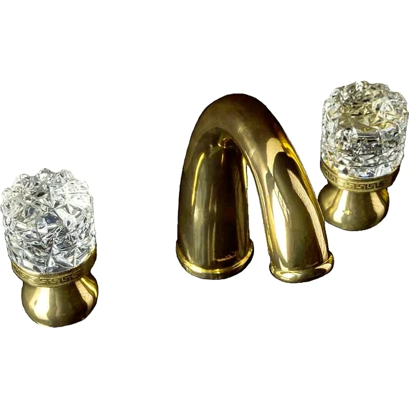 Смеситель для раковины Boheme Crystal 297-CRST Золото латунь