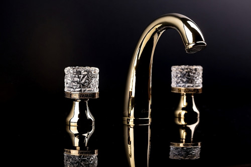 Смеситель для раковины Boheme Crystal 297-CRST Золото латунь