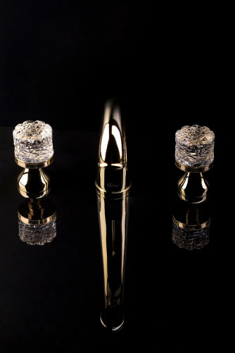 Смеситель для раковины Boheme Crystal 297-CRST Золото латунь