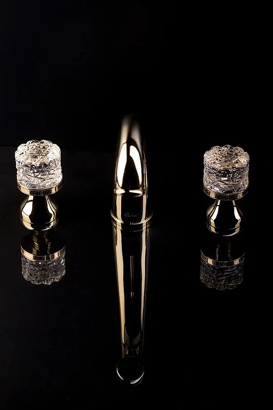 Смеситель для раковины Boheme Crystal 297-CRST Золото латунь