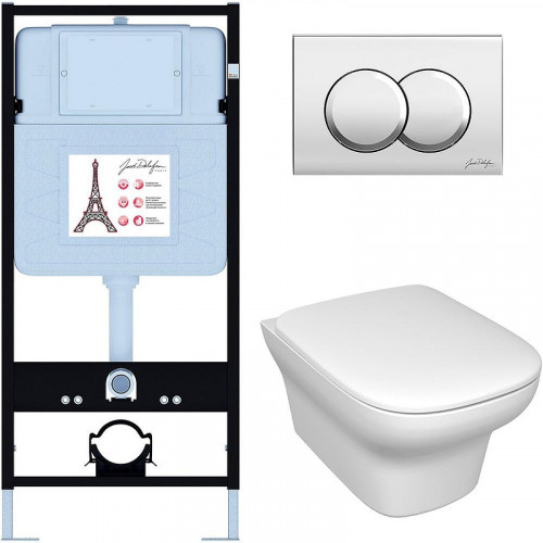 Комплект унитаза с инсталляцией Jacob Delafon Vox E21747RU-CP с сиденьем Микролифт и клавишей смыва Хром