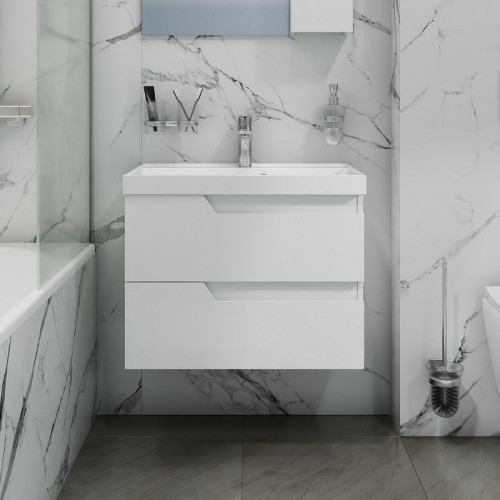 Тумба под раковину СанТа Антарес 70 700518 подвесная Белый глянец