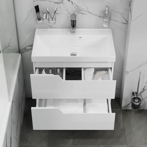 Тумба под раковину СанТа Антарес 70 700518 подвесная Белый глянец
