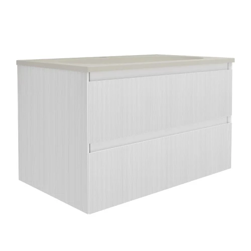 Тумба с раковиной Vincea Велле (Welle) 80 VMC-2WL800MW+80 VCB-4H800J подвесная цвет M.White Soft-touch