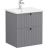 Тумба с раковиной Vitra Root Groove 60 69417 подвесная Серая матовая МДФ / ЛДСП