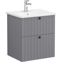 Тумба с раковиной Vitra Root Groove 60 69417 подвесная Серая матовая МДФ / ЛДСП
