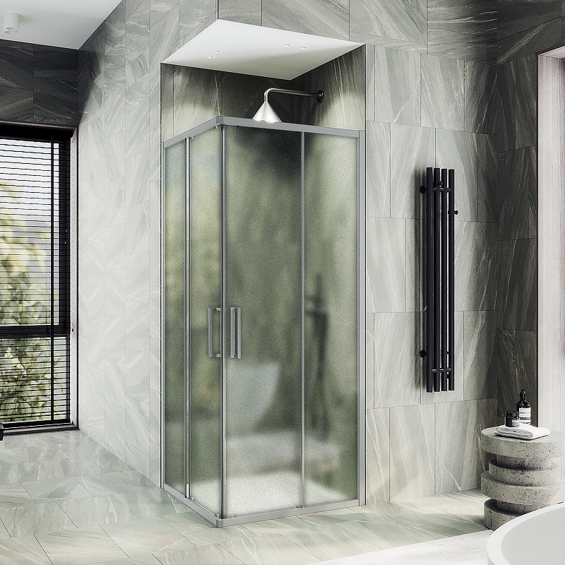 Душевой уголок Maybah Glass MGY-1330-5 1000x1000x1950 раздвижной профиль Хром матовый стекло сатиновое