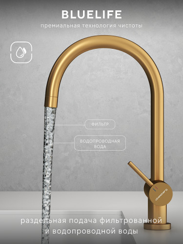 Смеситель для кухни Abelsberg Aera AWF70029BG цвет Королевское золото