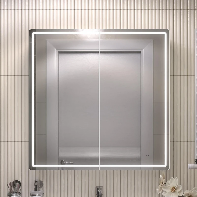 Зеркальный шкаф Vigo Geometry Comfort 80 221 с подсветкой цвет Белый