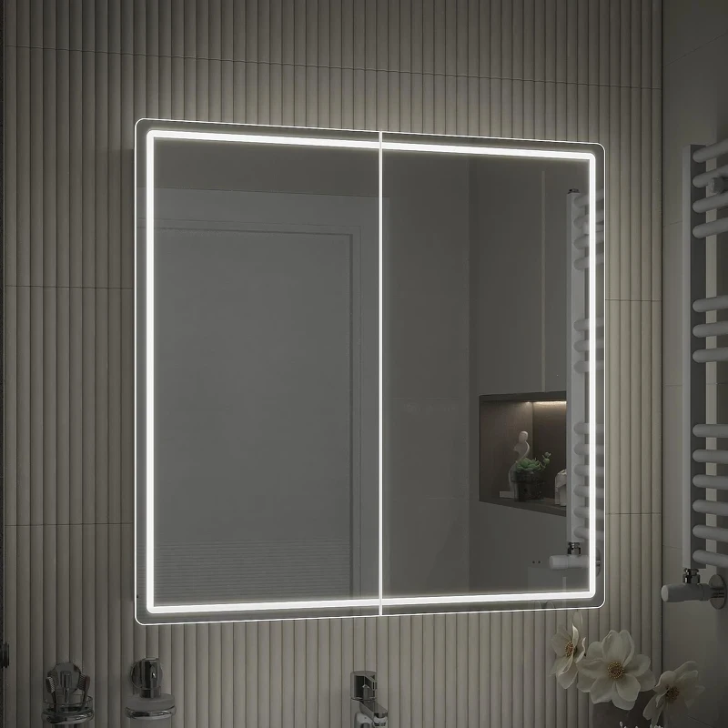 Зеркальный шкаф Vigo Geometry Comfort 80 221 с подсветкой цвет Белый