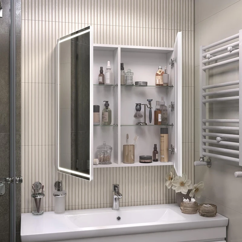 Зеркальный шкаф Vigo Geometry Comfort 80 221 с подсветкой цвет Белый