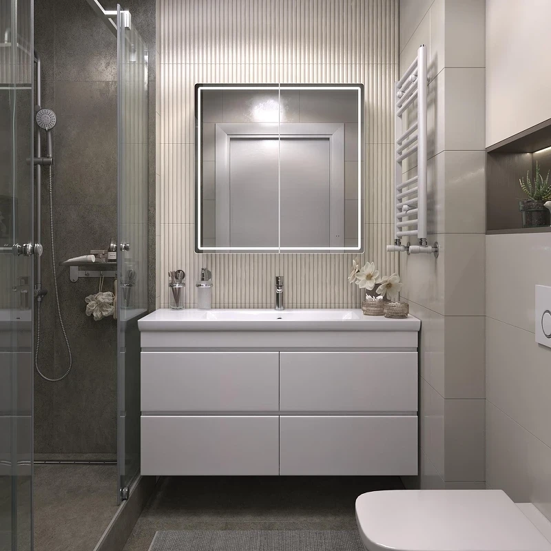 Зеркальный шкаф Vigo Geometry Comfort 80 221 с подсветкой цвет Белый