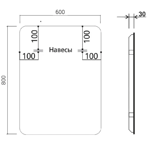 Зеркало Vincea 60 VLM-3VC600B-2 с подсветкой Черное с сенсорным выключателем с подогревом и диммером стекло