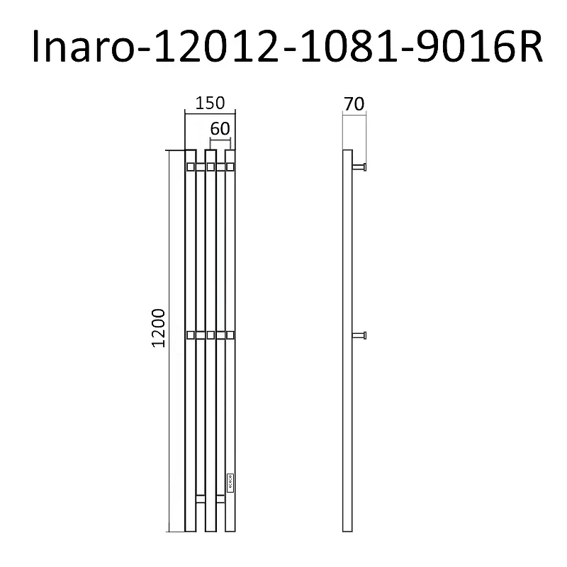 Электрический полотенцесушитель Маргроид Inaro профильный 1200x120 Inaro-12012-1081-9016R правый Белый матовый нержавеющая сталь