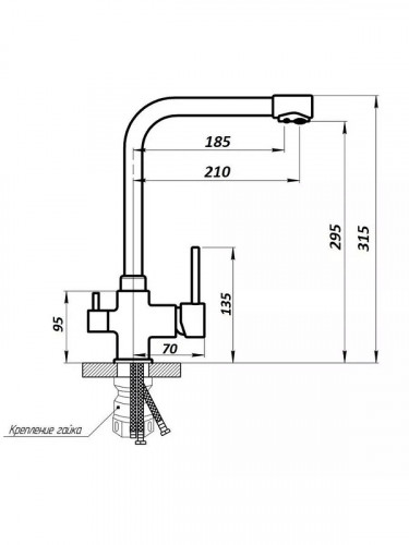Смеситель для кухни Wisent W4355-3-U цвет Графит
