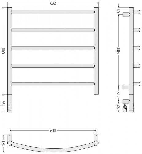 Электрический полотенцесушитель Сунержа Галант 3.1 60x60 00-6000-6060 Без покрытия