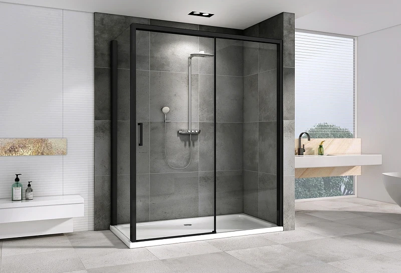 Душевой уголок Abber Komfort 150x90 AG93150B-S92B профиль Черный стекло прозрачное