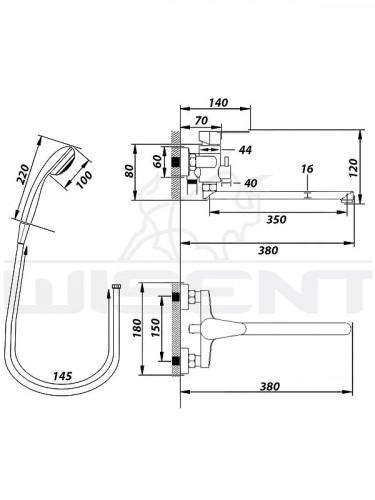 Смеситель для ванны Wisent WP722-310 универсальный цвет Сатин