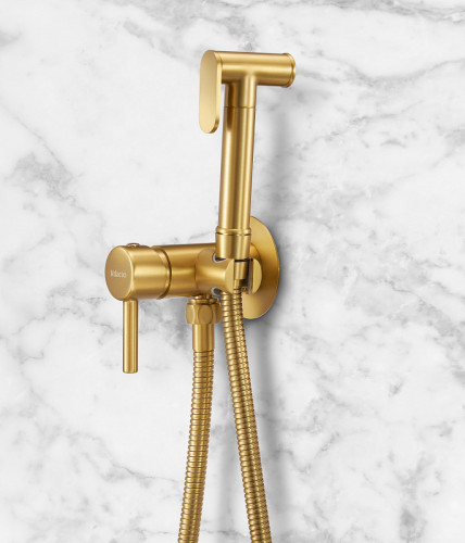 Гигиенический душ со смесителем Milacio Ultra MCU.850.GD Брашированное золото нержавеющая сталь встраиваемый