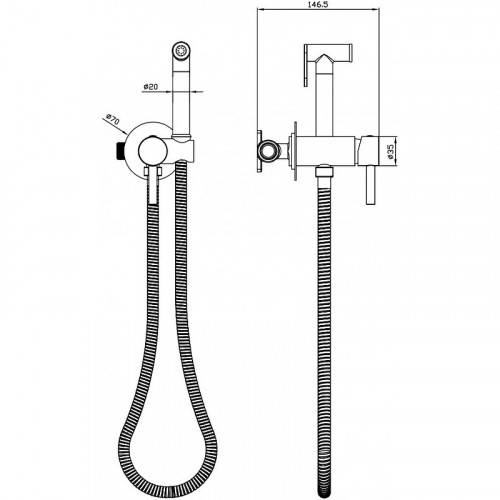 Гигиенический душ со смесителем Milacio Ultra MCU.850.GD Брашированное золото нержавеющая сталь встраиваемый