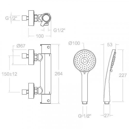 Смеситель для душа Ramonsoler Blautherm 943402T3 с термостатом Хром